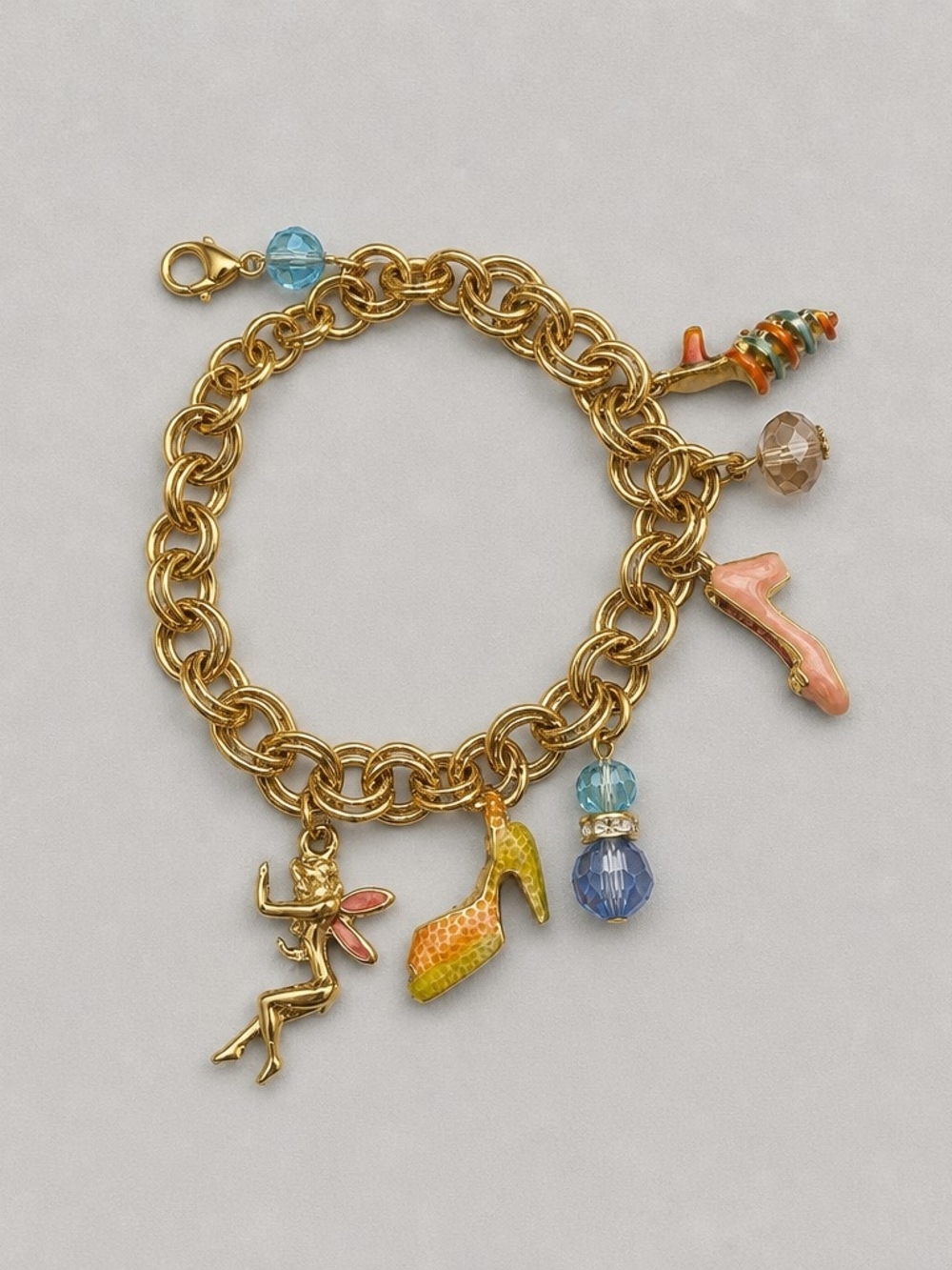 Kirks Folly Shoes & Fairy Beads with Rhinestones Charm Bracelet - Picture 3 of 4